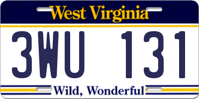 WV license plate 3WU131