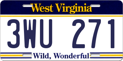 WV license plate 3WU271