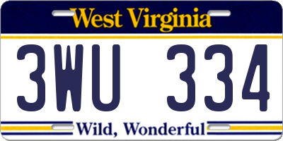 WV license plate 3WU334