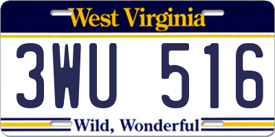 WV license plate 3WU516