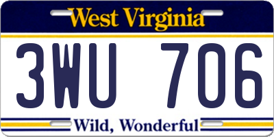 WV license plate 3WU706