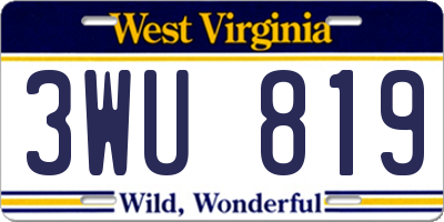 WV license plate 3WU819