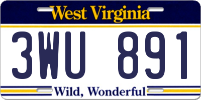 WV license plate 3WU891