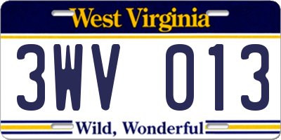 WV license plate 3WV013