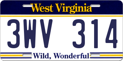 WV license plate 3WV314