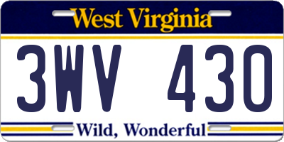 WV license plate 3WV430