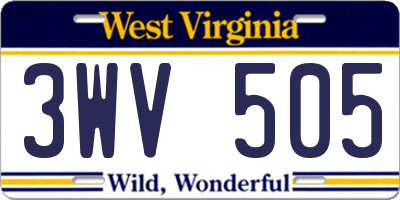 WV license plate 3WV505