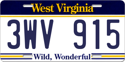 WV license plate 3WV915