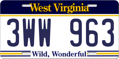 WV license plate 3WW963