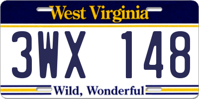 WV license plate 3WX148