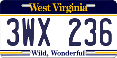 WV license plate 3WX236