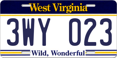 WV license plate 3WY023