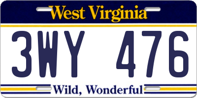 WV license plate 3WY476