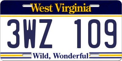 WV license plate 3WZ109