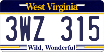 WV license plate 3WZ315