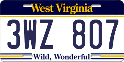 WV license plate 3WZ807