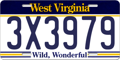 WV license plate 3X3979