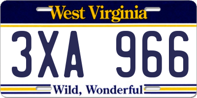 WV license plate 3XA966