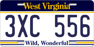 WV license plate 3XC556