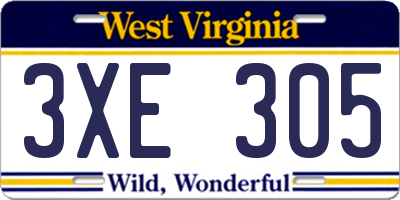 WV license plate 3XE305