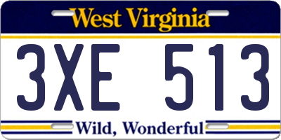 WV license plate 3XE513