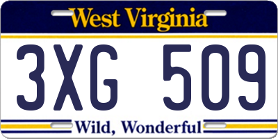 WV license plate 3XG509