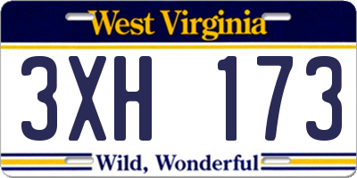 WV license plate 3XH173