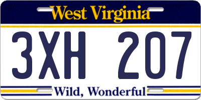 WV license plate 3XH207