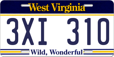 WV license plate 3XI310