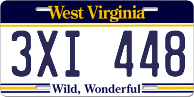 WV license plate 3XI448
