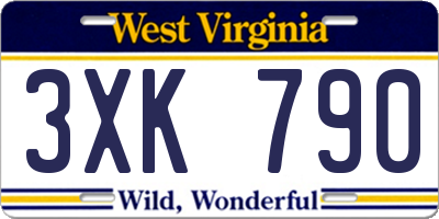 WV license plate 3XK790