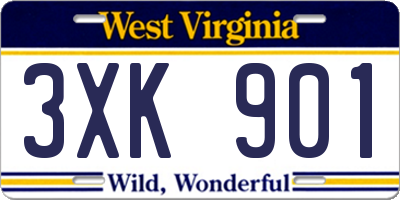 WV license plate 3XK901