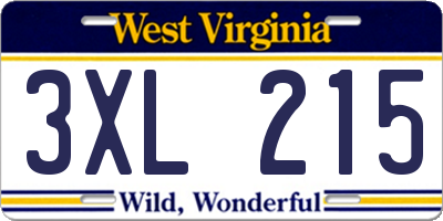 WV license plate 3XL215