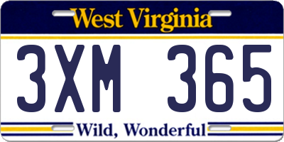 WV license plate 3XM365