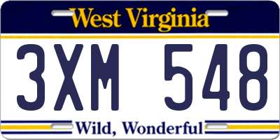 WV license plate 3XM548