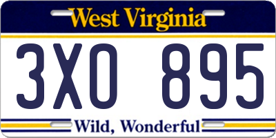 WV license plate 3XO895