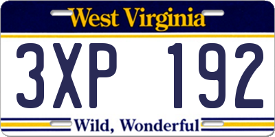 WV license plate 3XP192
