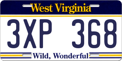 WV license plate 3XP368