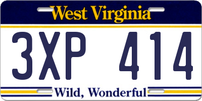 WV license plate 3XP414