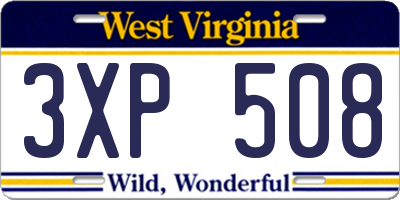 WV license plate 3XP508