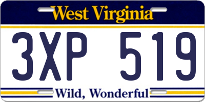 WV license plate 3XP519