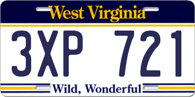 WV license plate 3XP721