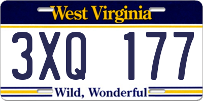 WV license plate 3XQ177
