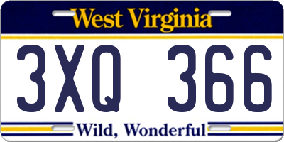 WV license plate 3XQ366