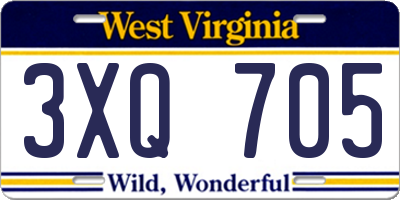 WV license plate 3XQ705