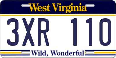 WV license plate 3XR110