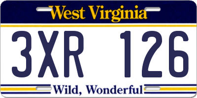 WV license plate 3XR126