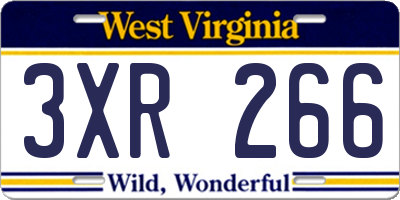 WV license plate 3XR266