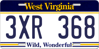 WV license plate 3XR368