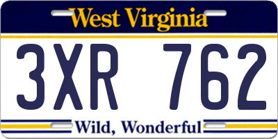 WV license plate 3XR762